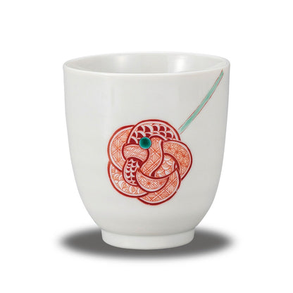 【made in japan】Waza no Kura Stylish Kutani Ware Teacup with Red Painting and Mizuhiki Design, Small Ceramics, Japanese Tableware, Ideal Gift for Birthdays and Celebrations like Kanreki, Koki, Kiju, Kasu, and Beiju, Made in Japan.