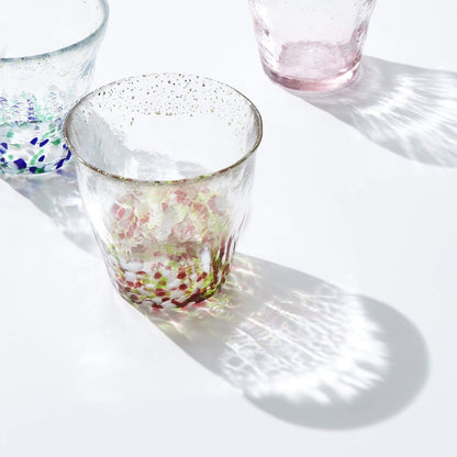 ADERIA Tsugaru Biidoro Ice Flower Gold Color Rock Glass Spring 300ml Made in Japan with Special Wooden Box