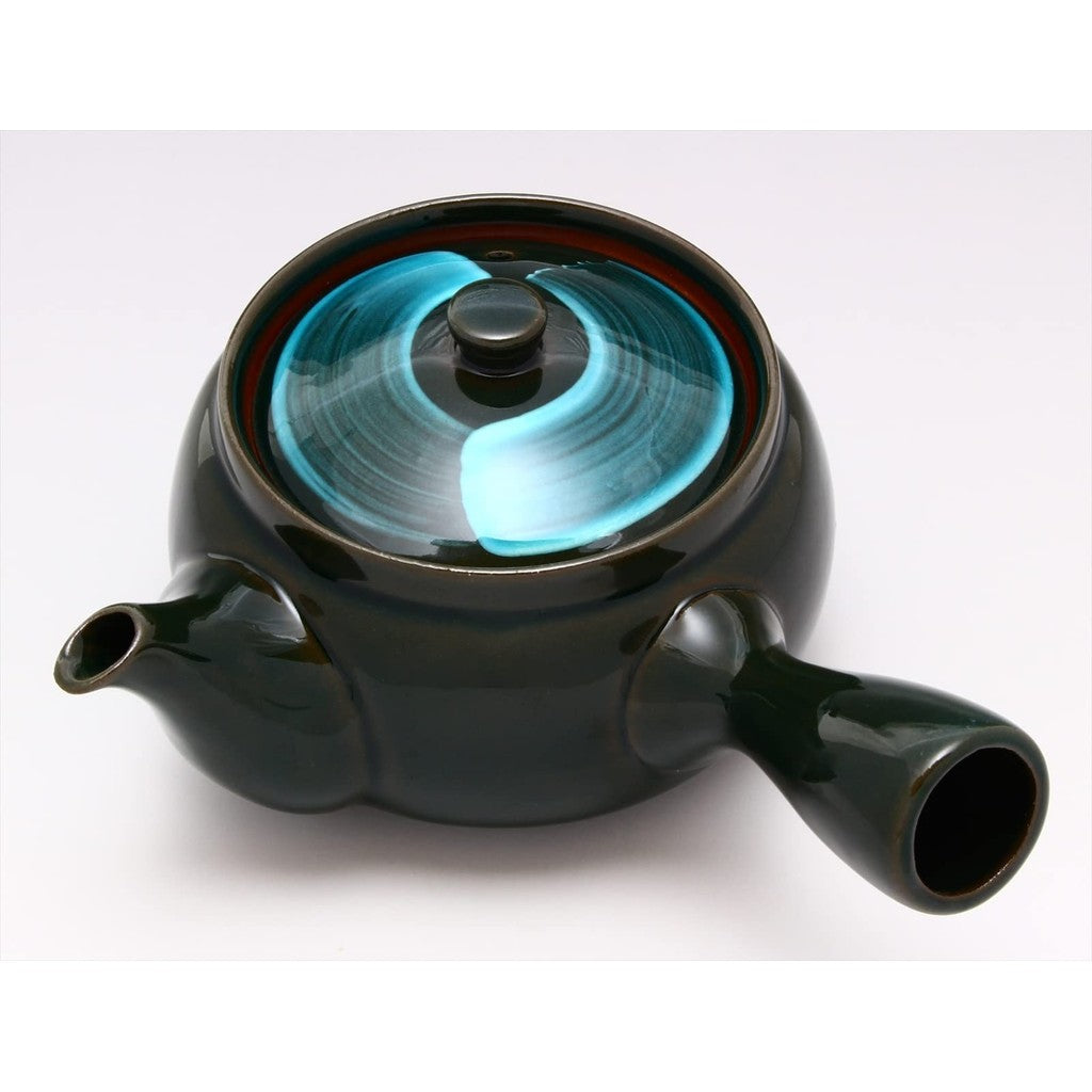 Mino Ware Round Teapot with Strainer - Emerald Green Collection