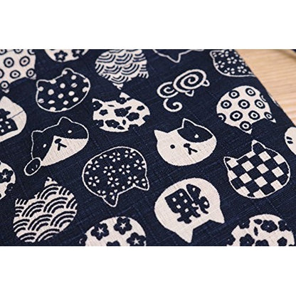 Kyoyu Japanese-made clasp wallet, coin and small item purse, cat pattern, Nyankomon, 3.3 inches, 12×11.5 cm, navy blue.