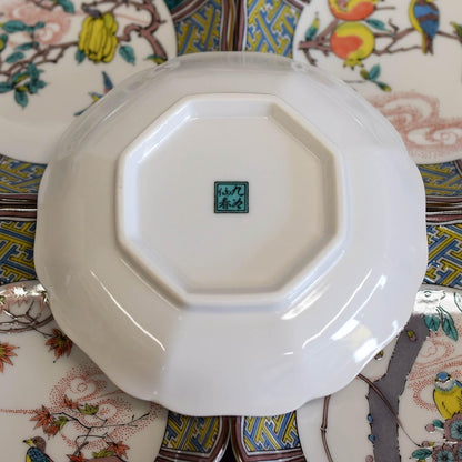 Waza no Kura Stylish Plate Set - Kutani Ware Small Plates (Set of 5) with Varying Flower and Bird Designs - Ceramic Japanese Tableware - Made in Japan