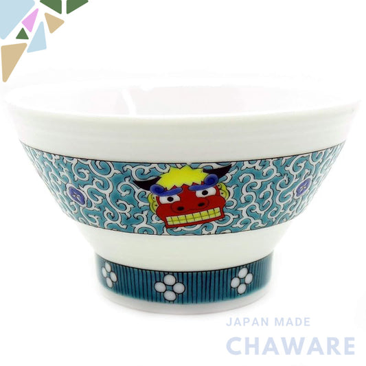 【made in japan】
Waza no Kura Kutani Porcelain 1000-Step Rice Bowl with Shishimai (Lion Dance) Design - Elegant Japanese 