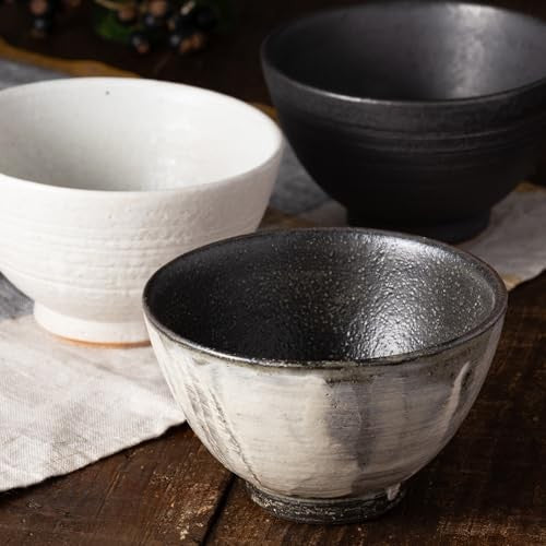 [made in Japan] Marui Seito Shigaraki Ware Hechimon Rice Bowl, Approx. 11cm Diameter, White Wave Design, Ideal for Serving Rice, MR-3-4526