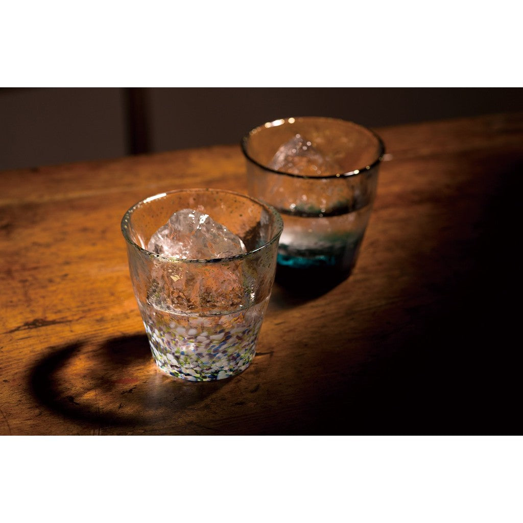 ADERIA Tsugaru Glass Ice Flower Gold Leaf Rock Glass Droplet 300ml Made in Japan with Dedicated Wooden Box Highball Whiskey Beer Sake Shochu Stylish Brandy Beer Gift for Women Mother's Day Father's Day Couples Men Housewarming Wedding Greeting Petit Retir