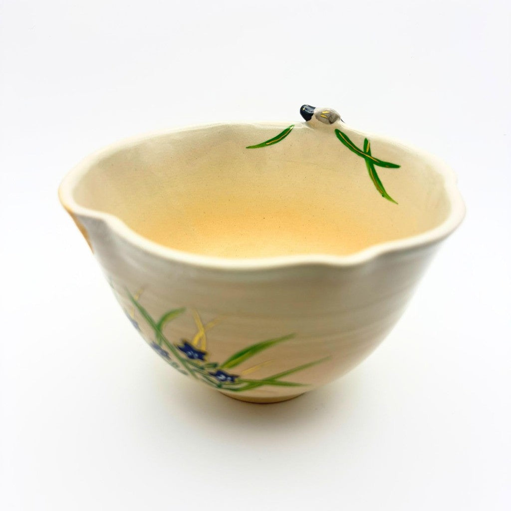 【made in japan】Japanese Matcha Tea Bowl - Traditional Chawan, Made in Kyoto, Moon and Autumn Grass Design, by Koujou Takenaka. Perfect Gift - Dimensions: 11cm Diameter x 8.5cm Height.