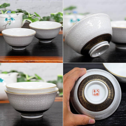 【made in japan】
Waza no Kura Stylish Couple Rice Bowls, Kutani Ceramics Set, Elegant White Seven Treasures Design, Premium Tableware, Perfect Gift for Weddings and Anniversaries, Japanese Ceramics.