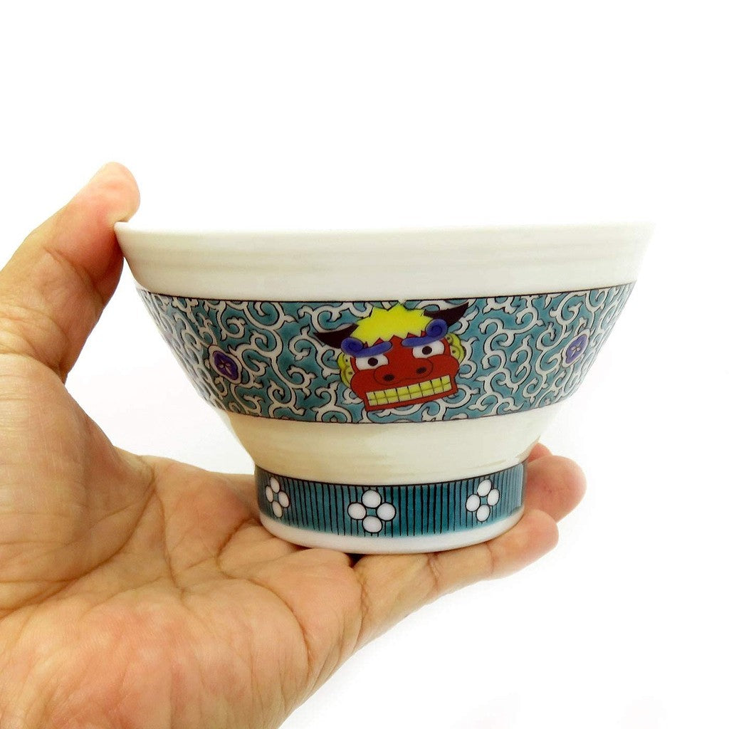 【made in japan】
Waza no Kura Kutani Porcelain 1000-Step Rice Bowl with Shishimai (Lion Dance) Design - Elegant Japanese Tableware Perfect for Kiju Celebration Gifts and Presents.