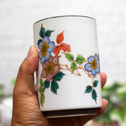 [Made in Japan] Waza no Kura Large Japanese Tea Cup, Kutani Ware, Tessen Style, Ceramic Traditional Tableware, Made in Japan, Perfect for Tea Lovers