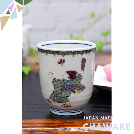 【made in japan】
Stylish Kutani-yaki Tea Cup, Warabe Ceramic Teacup, Japanese Tableware, High-Quality Pottery, Authentic 