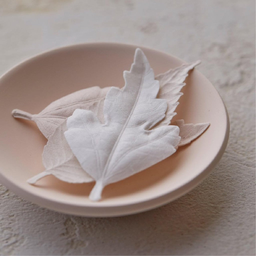 [made in Japan] Japanese Incense Sticks with Leaf Design - HAKO HA KO 6 Pieces with Plate, Boxed, Model 1702, Made in Japan, Traditional Washi Paper Incense from Kunjudo.