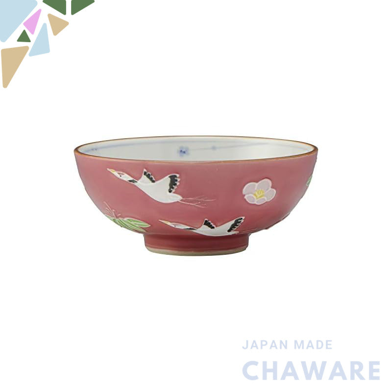 【made in japan】
Kyoto Kyoyaki Shimizuyaki Small Rice Bowl, Hishou Red Design from Shouhou Kiln, Ideal Gift for 60th Birt
