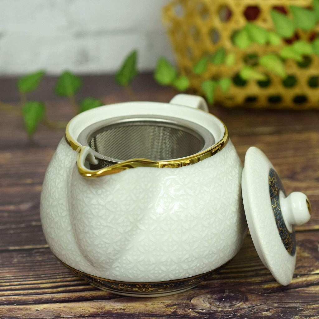 【made in japan】
Stylish Kyusu Teapot, Kutani Ware with White Shippo, Japanese Ceramic Tea Pot with Infuser, Authentic Japanese Tableware