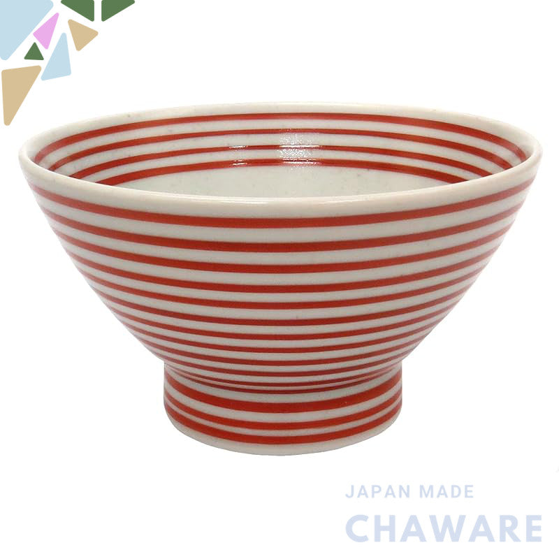 Hasami Ware Wayangama Kurawanka Rice Bowl in Red Komabana - Traditional Japanese Ceramics for Authentic Dining Experience. Ideal for Stylish Table Settings. - Made in Japan