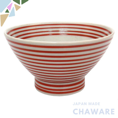 Hasami Ware Wayangama Kurawanka Rice Bowl in Red Komabana - Traditional Japanese Ceramics for Authentic Dining Experience. Ideal for Stylish Table Settings. - Made in Japan