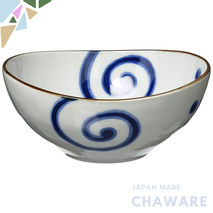 【made in japan】
Mino Ware Oval Bowl, Size Approx. 16x15cm, Microwave and Dishwasher Safe, Decorative Swirl Design, Model