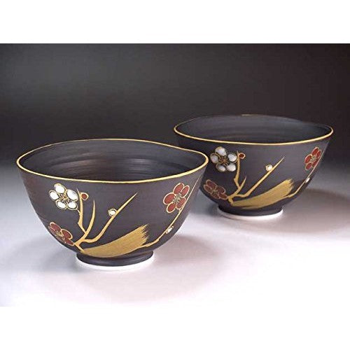 【made in japan】
Premium Arita Porcelain Rice Bowls Crafted by Artisan | Unique Kiln-Change Gold-Plated Plum Blossom Design | Fujii Kinsai Pair Set