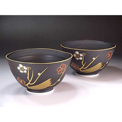 【made in japan】
Premium Arita Porcelain Rice Bowls Crafted by Artisan | Unique Kiln-Change Gold-Plated Plum Blossom Design | Fujii Kinsai Pair Set
