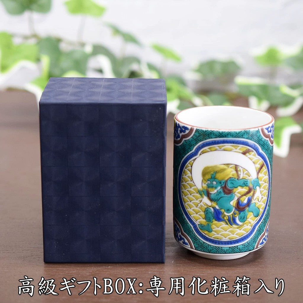 【made in japan】
Elegant Kutani Ware Premium Tea Cup Featuring Wind and Thunder Gods - Japanese Ceramic teacup, perfect for enjoying traditional tea, handcrafted in Japan.