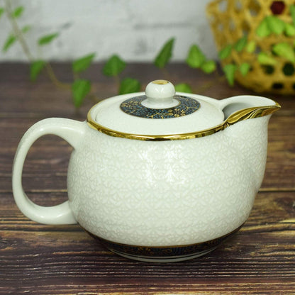 【made in japan】
Stylish Kyusu Teapot, Kutani Ware with White Shippo, Japanese Ceramic Tea Pot with Infuser, Authentic Japanese Tableware