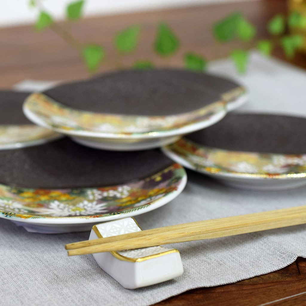 Plate Stylish Kutani Ware Small Plate Set of 5 Kinkabutsu Ceramic Small Plates Side Plates Japanese Tableware