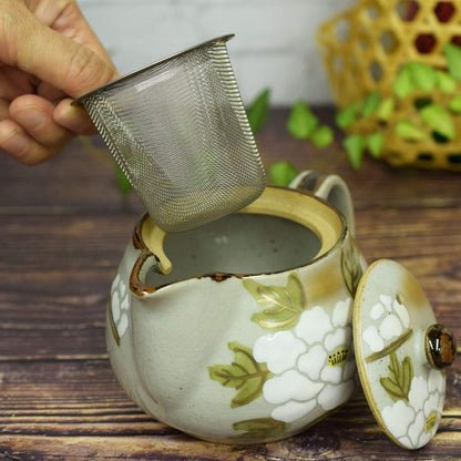 【made in japan】
Elegant Kyusu Teapot with Strainer, Kutani Porcelain, White Peony Design, Japanese Tableware, High-Quality Ceramic, Made in Japan, Perfect for Tea Lovers.