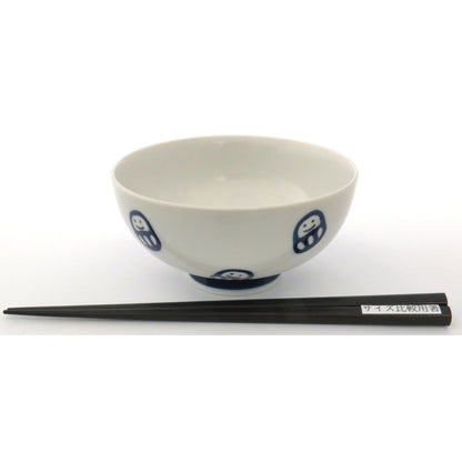 [Made in Japan] Hasami Porcelain Daruma Rice Bowl (Blue) - Microwave Safe