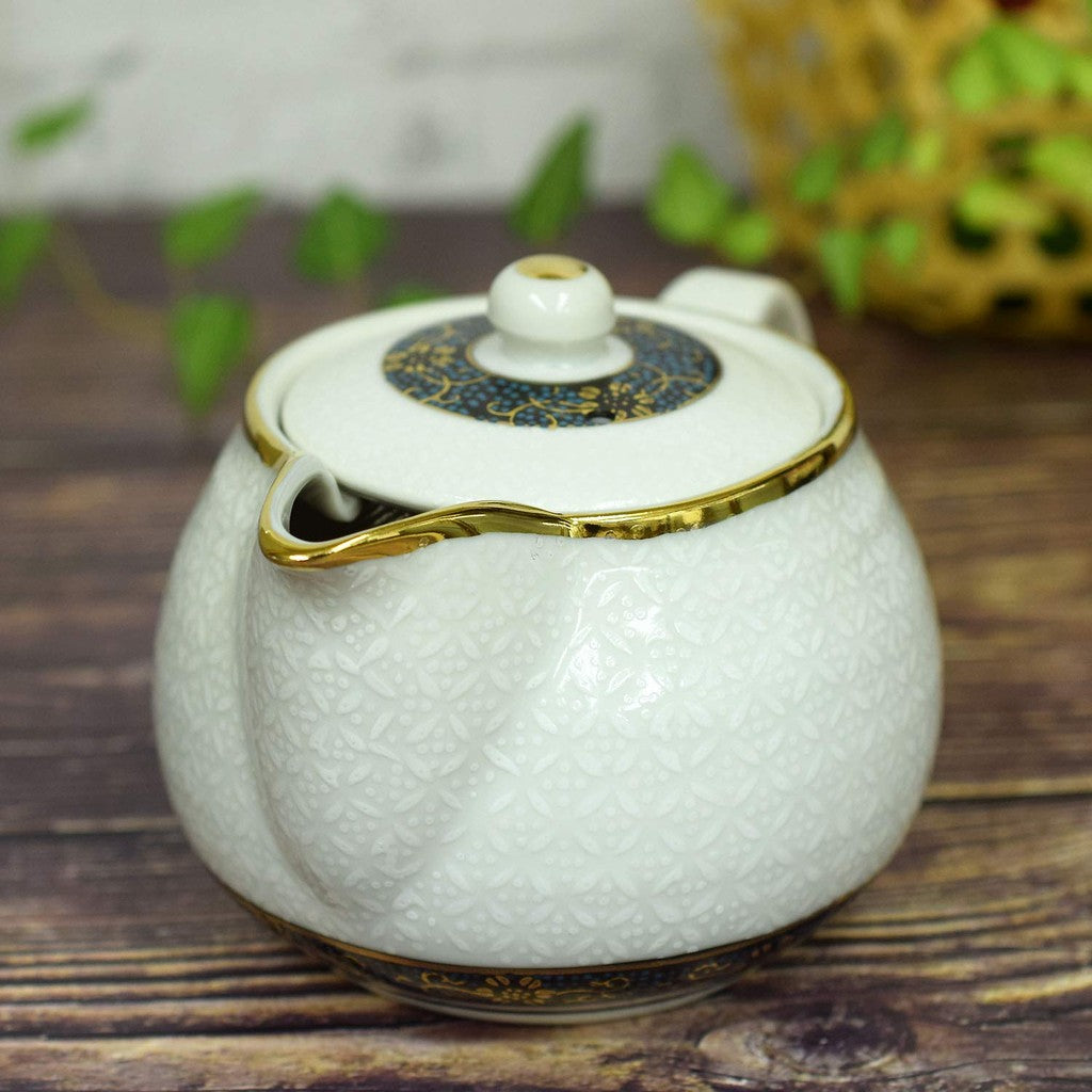 【made in japan】
Stylish Kyusu Teapot, Kutani Ware with White Shippo, Japanese Ceramic Tea Pot with Infuser, Authentic Japanese Tableware