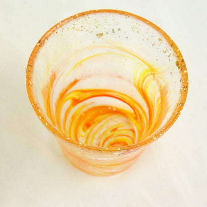 ADERIA Tsugaru Vidro Ice Flower Gold Leaf Rock Glass, Evening, 300ml, Made in Japan, Comes in a Special Wooden Box, For Highballs, Whiskey, Beer, Sake, Shochu, Stylish, Suitable for Brandy, Beer, Gift for Women, Mother's Day, Father's Day, Couples, Men, H