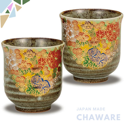 【made in japan】
Elegant Kutani Ceramic Teacup Pair for Couples - Stylish Japanese Yunomi for Every Season, High-Quality 