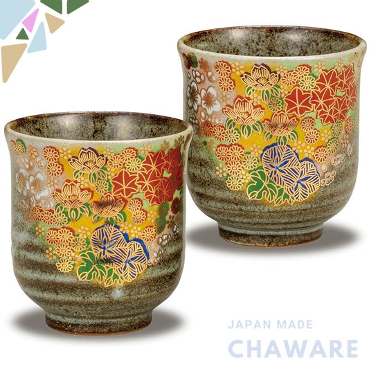 【made in japan】
Elegant Kutani Ceramic Teacup Pair for Couples - Stylish Japanese Yunomi for Every Season, High-Quality 
