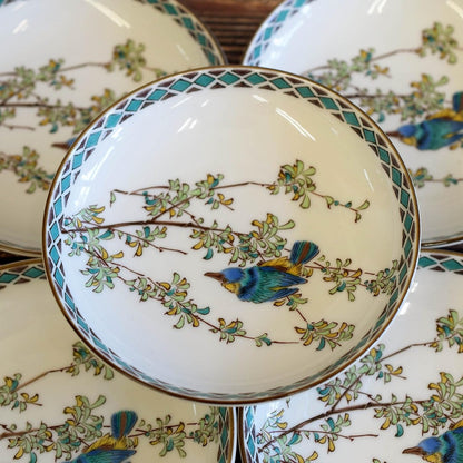 Waza no Kura Plate Set – Stylish Kutani Ware Small Plates, 5-Piece Set, Kingfisher Design, Ceramic, Japanese Tableware, Side Plates, Made in Japan