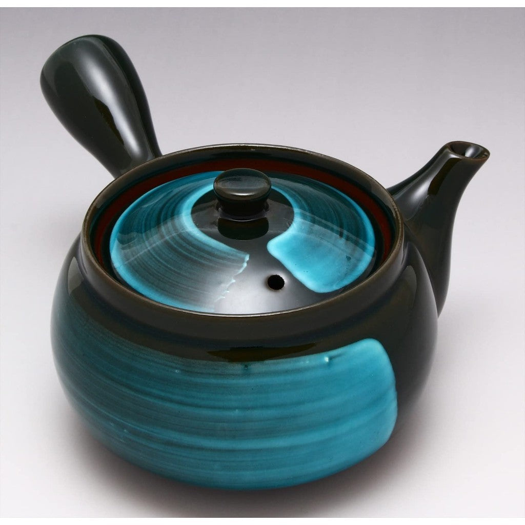 Mino Ware Round Teapot with Strainer - Emerald Green Collection