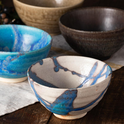 【made in japan】Marui Seito Shigaraki Pottery Hechimon Rice Bowl - Approximately 11cm Diameter, Glacier White, Ideal for Rice, MR-3-4536