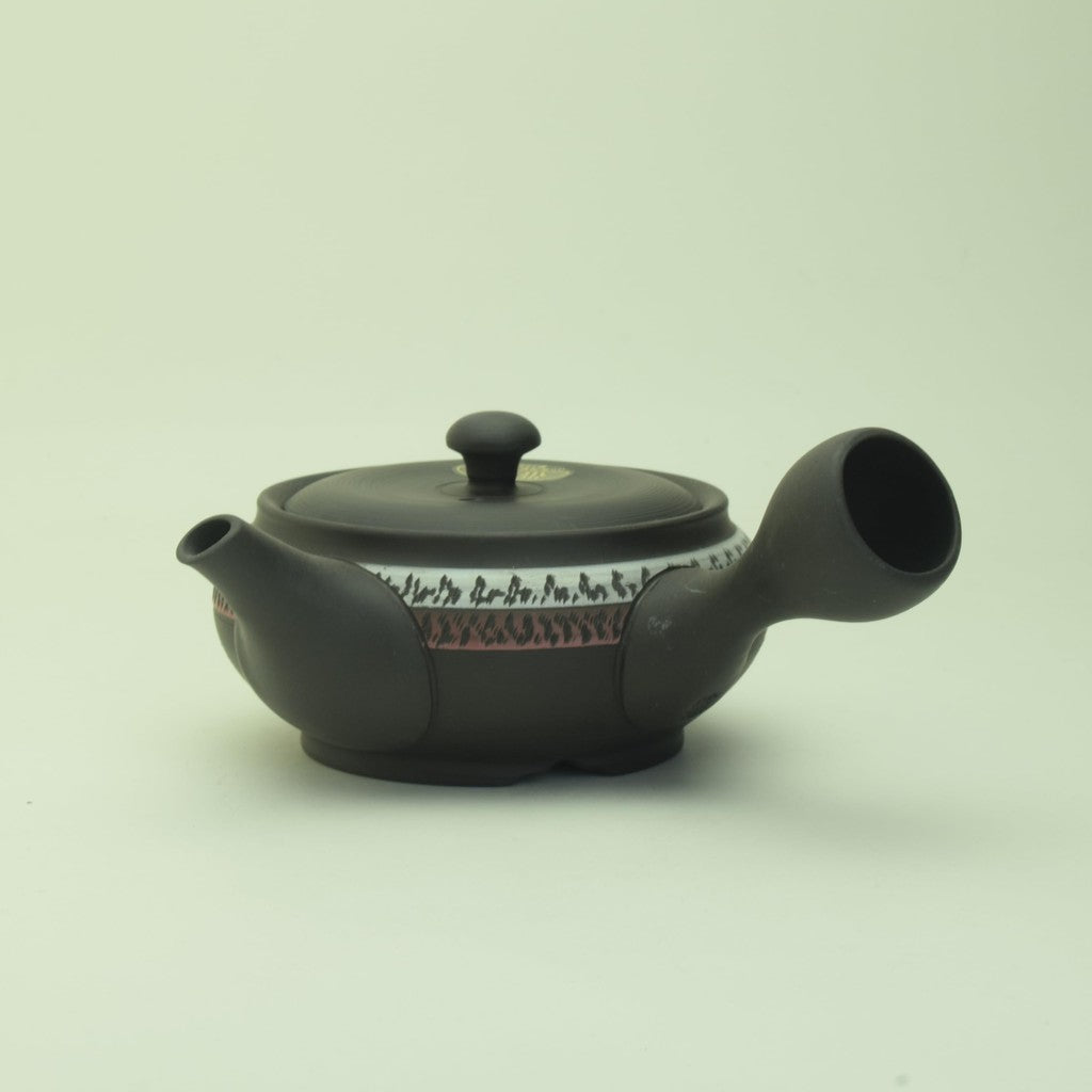 [made in Japan] Tokoname Ware Teapot Takespring 240ml with Mid-Band and Strainer for Deep Steamed Tea, Hojicha, and Genmaicha - Japanese Made, Gift Boxed (Model tk017)