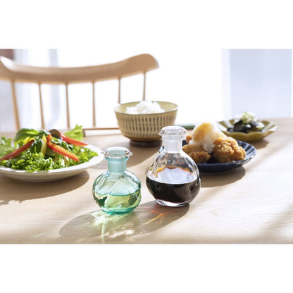 ADERIA Tebineri Mini Soy Sauce Dispenser TR 80ml, Made in Japan, Gift Boxed, Glass, Tabletop Condiment Dispenser, Perfume Bottle, Leak-proof and Drip-free, Suitable for Soy Sauce, Vinegar, Chili Oil, Spices, Oil, Colorful Green F75124.