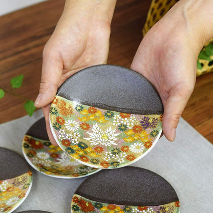 Plate Stylish Kutani Ware Small Plate Set of 5 Kinkabutsu Ceramic Small Plates Side Plates Japanese Tableware