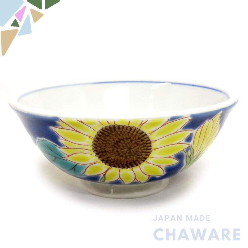 【made in japan】
"Waza no Kura Kutani Ware Rice Bowl with Sunflower Design, Premium Ceramic Tableware, Elegant Japanese D