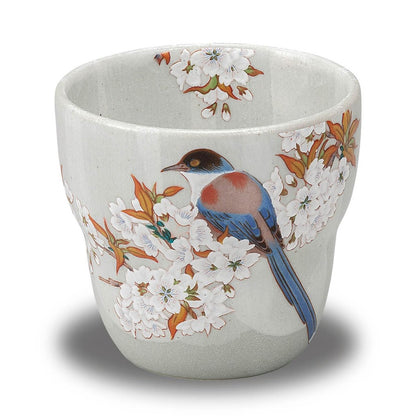 [made in Japan]
Stylish Japanese Tableware - Kutani Yaki Sake Glass with Cherry Blossom and Bird Design, High-Quality Ceramic, Perfect for Birthdays, Milestone Celebrations, and Gifts. Made in Japan.