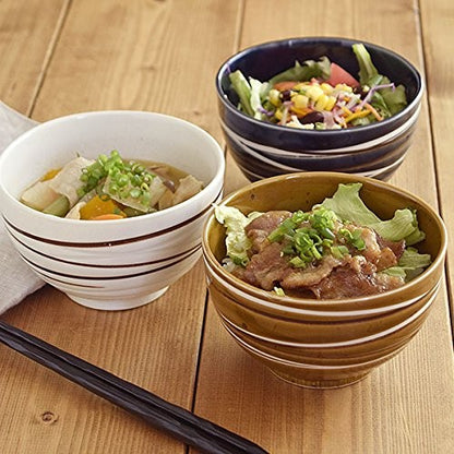 【made in japan】East Tableware Minoruba Spiral Rice Bowl – Versatile Ceramic Bowl for Donburi, Soup, Salad, and Serving – Stylish Addition to Your Table Setting