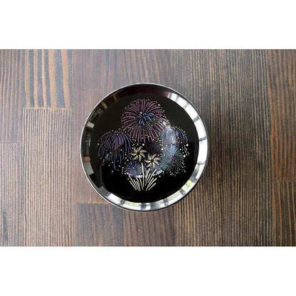 【Designing with Temperature】 Marumo Takagi Pottery Cool Sensation Fireworks Flat Sake Cups Pair Set Ochoko Sakazuki Guinomi Japanese Sake Cool Sensation Cold Beverages Fireworks Color Changing Gift Set for O-chugen (Summer Gift) and Anniversaries Changes