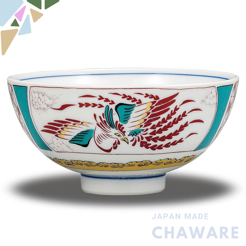 【made in japan】
Stylish Waza no Kura Kutani Porcelain Rice Bowl with Red Phoenix Design, Premium Japanese Tableware, Ide