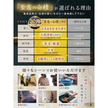 [100% Natural Ingredients] Incense Sticks, Premium Aloeswood (Old Mountain Sandalwood) Made in Japan [The Scent of Traditional Temples] Approximately 60 Sticks, No Holder Included, Stick Incense, Agarwood, Sandalwood, Purification, ENSEN