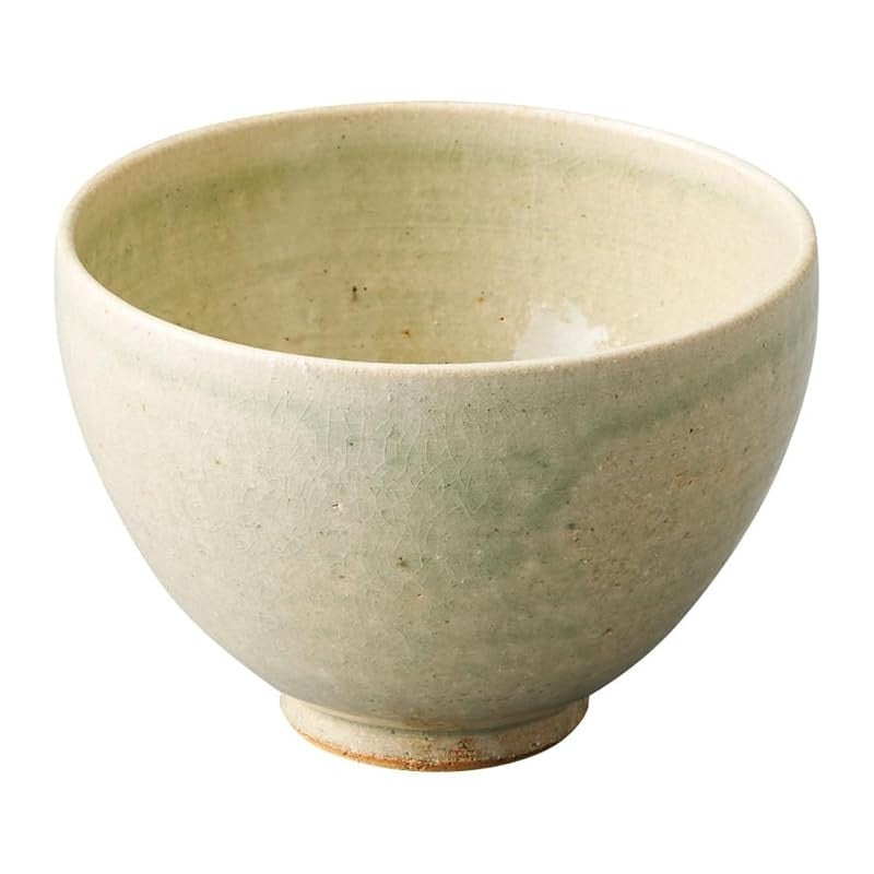 Marui Seito Shigaraki Ware Hachimonn Matcha Tea Bowl Diameter approximately 12cm White Glaze Cream MR-3-4117