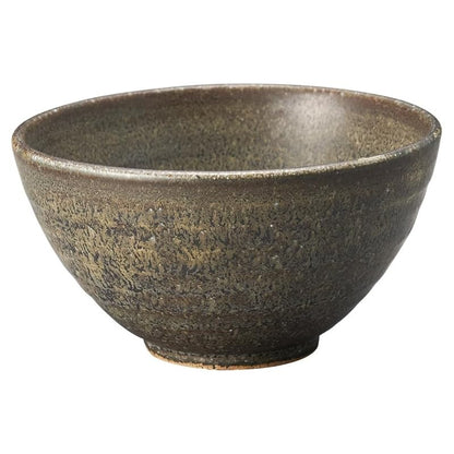 【made in japan】
Marui Seito Shigaraki-Yaki Hemon Rice Bowl, Black Ceramic Bowl about 12cm Diameter, Stylish Design for S