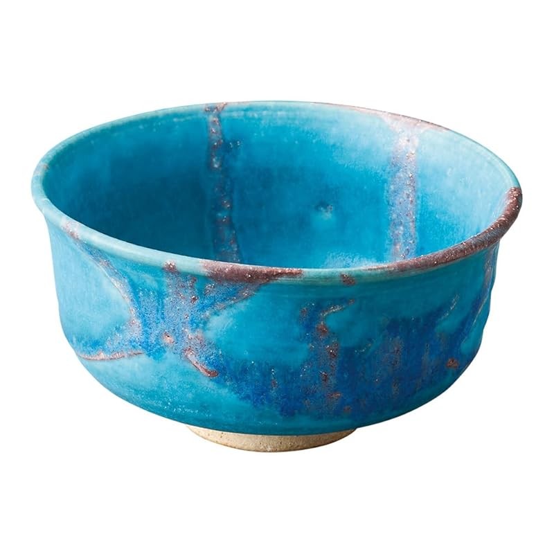 Marui Pottery Shigaraki Ware Hechimon Matcha Tea Bowl Diameter Approximately 14cm, Tsuyukusa Blue MR-3-4121