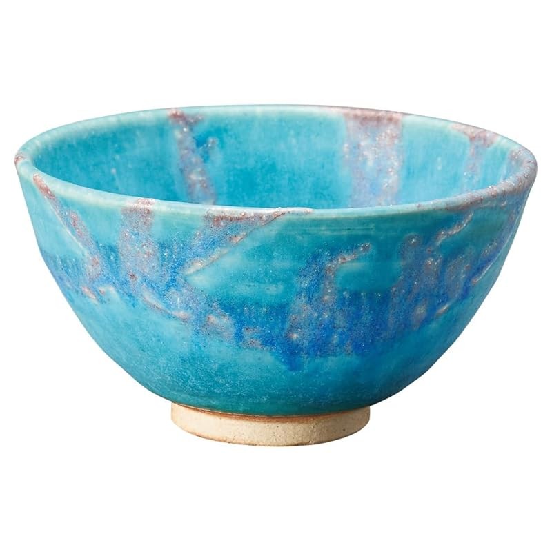 【made in japan】
Marui Pottery Shigaraki-style Unique Tea Bowl, 11cm Diameter, Blue with Plantain Lily Design - MR-3-4538