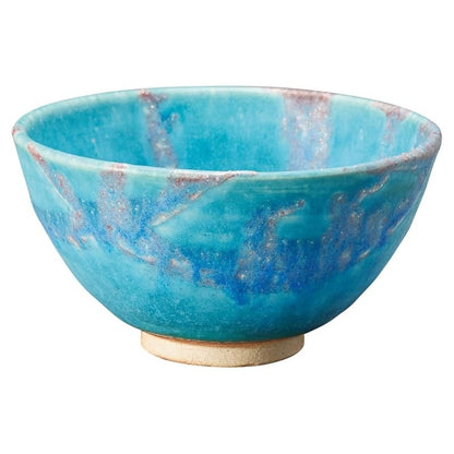 【made in japan】
Marui Pottery Shigaraki Ware Hechimon Rice Bowl, Diameter Approximately 12cm, Blue with Miscanthus Desig