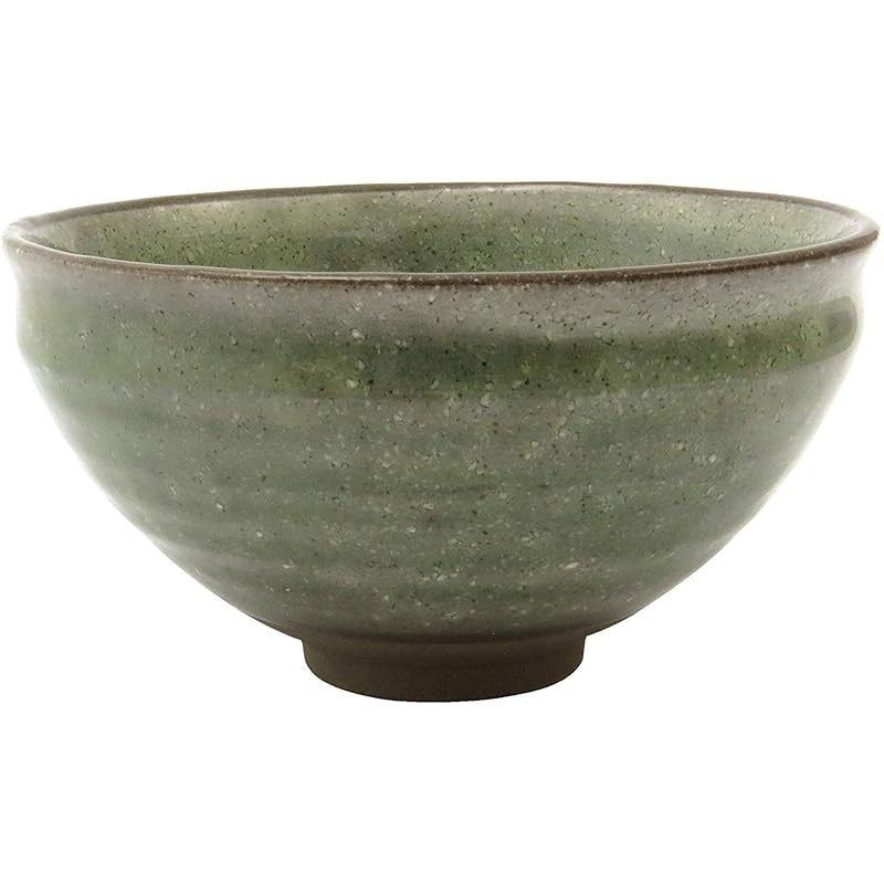Mino ware matcha bowl, Kyoto style, green glaze, made in Japan, 505-43.