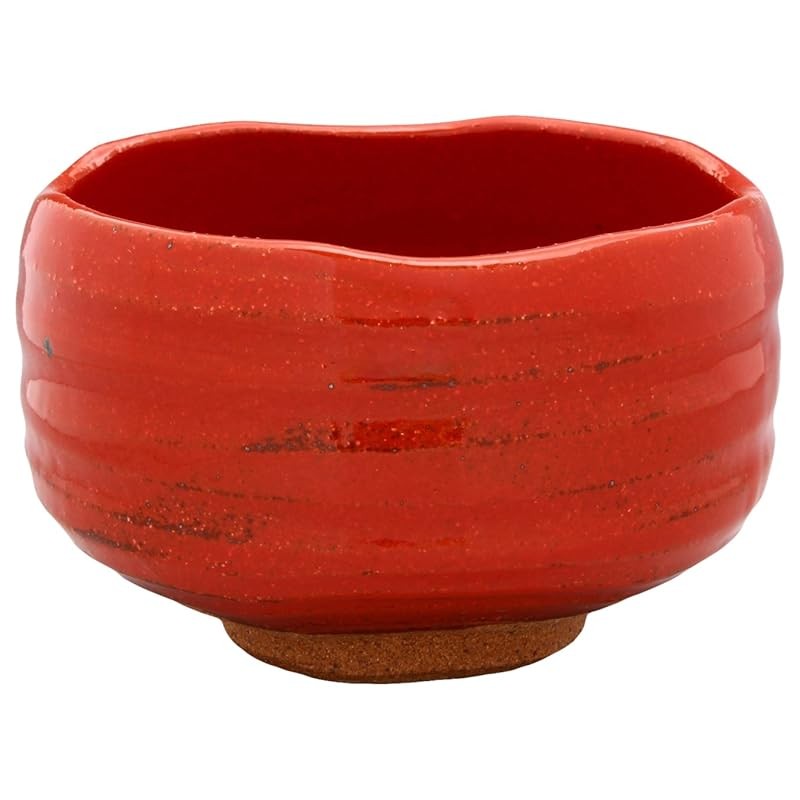 Mino Ware Small Matcha Bowl, Red Decoration, Made in Japan, 504-09