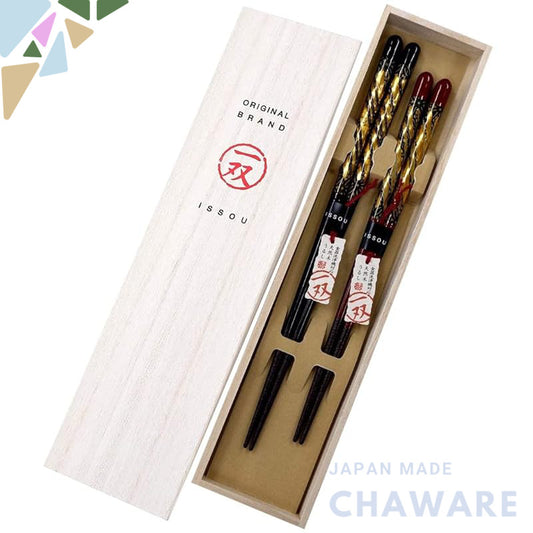 Dishwasher Safe Kinka Couple Chopsticks in a Paulownia Wood Box